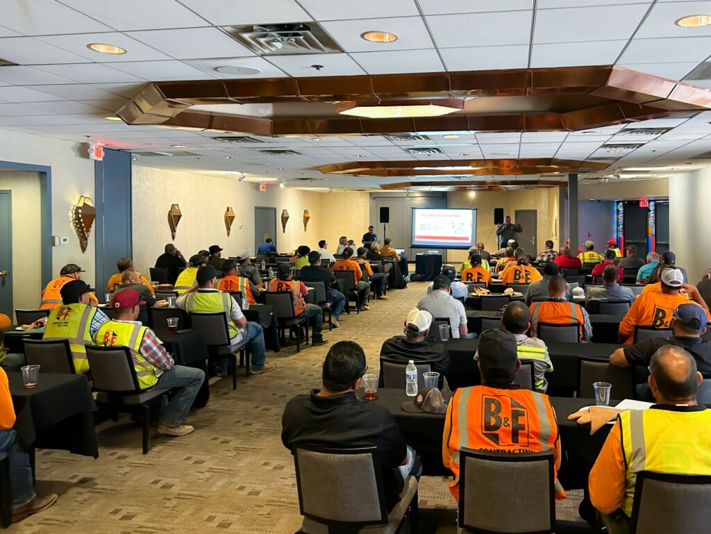 B&F field workers sitting at a conference room