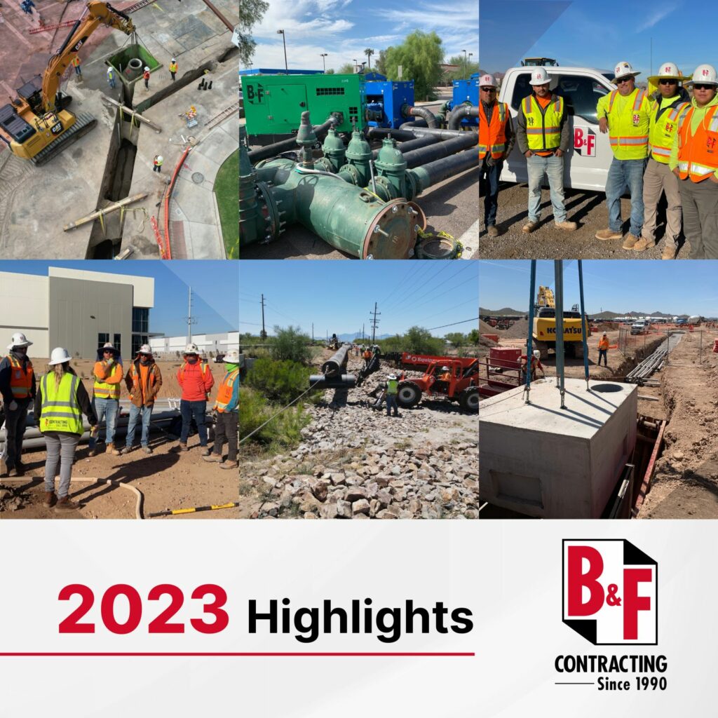 Collage with photos of safety enforcement in construction