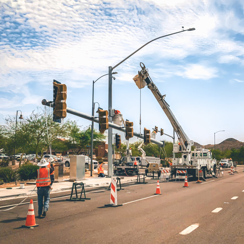 Traffic Signal installation in road