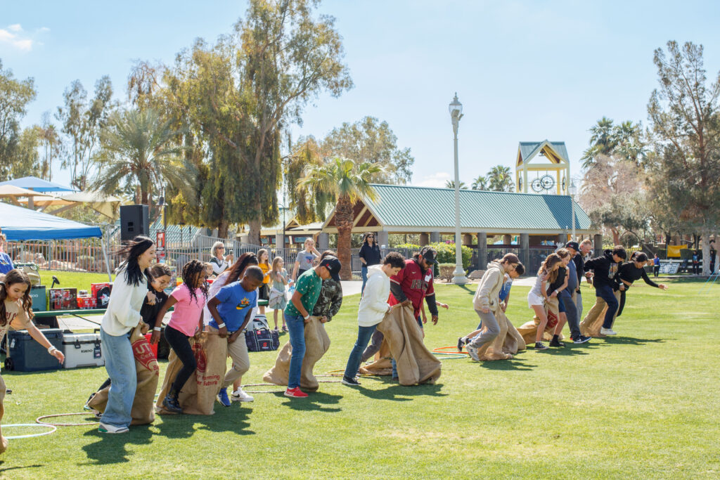 Kids racing in sacks