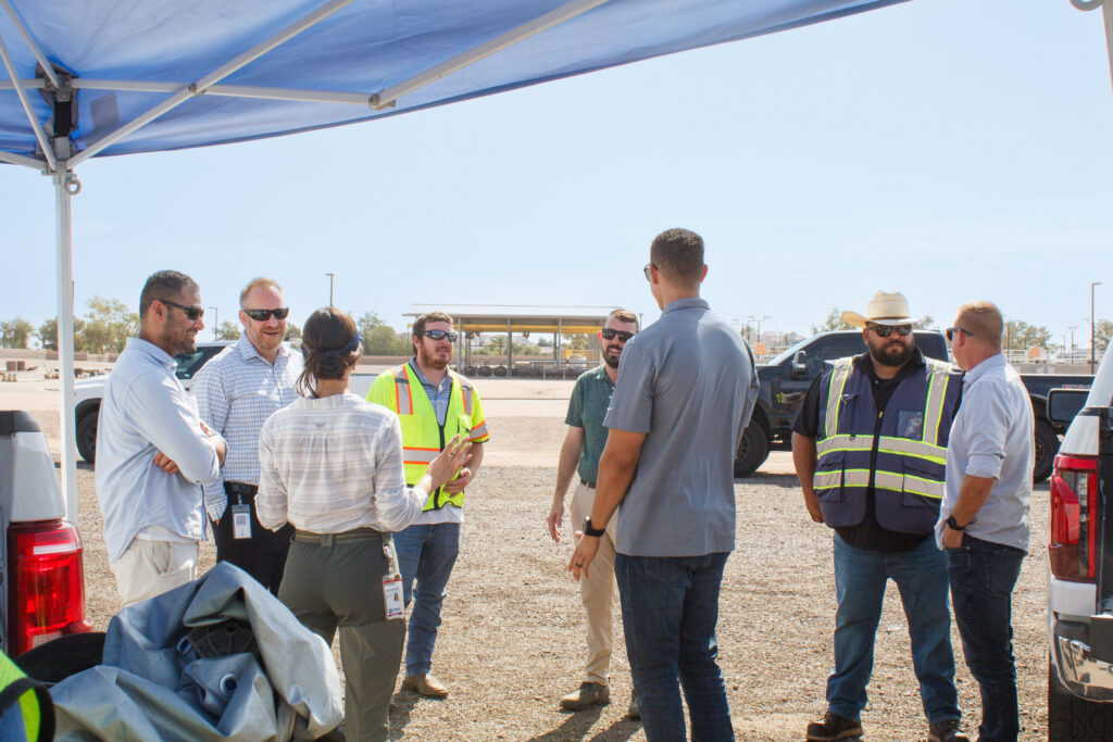 people standing and talking