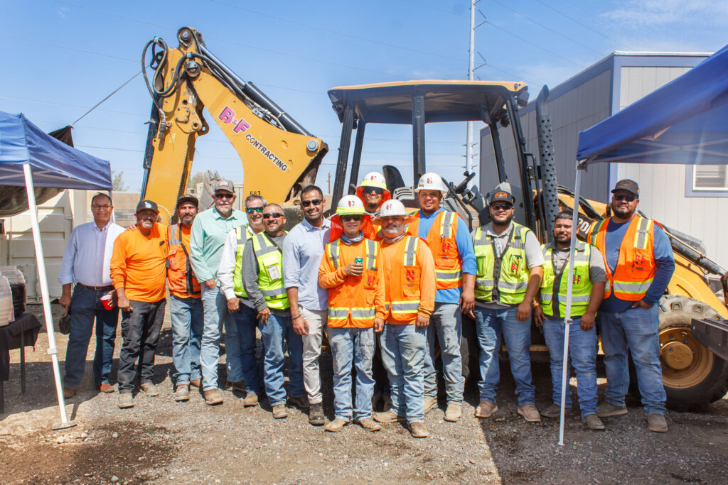 Construction workers smiling